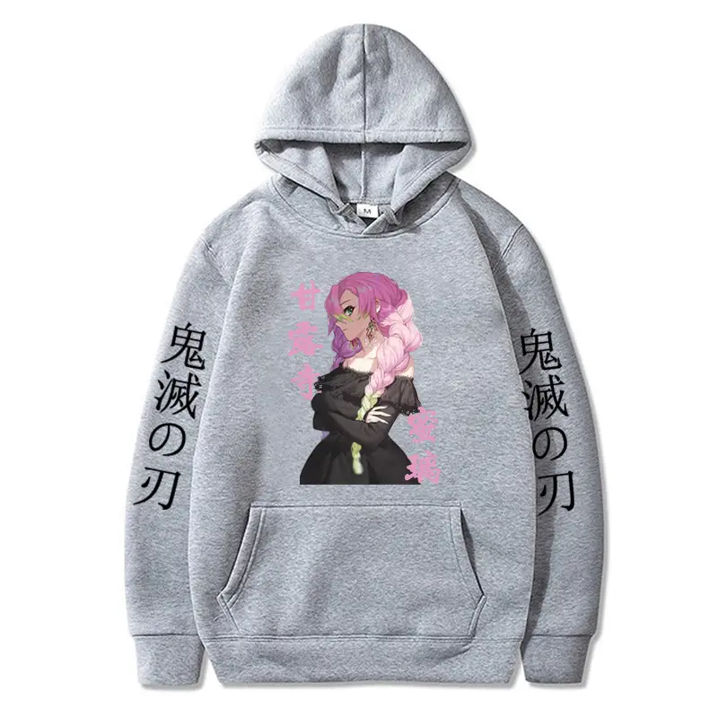 Anime Ghost Fleece Hoodie Grey Autumn Winter - Image 23