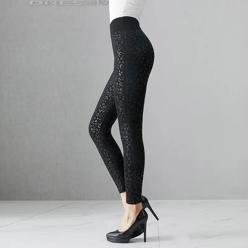 Thin Black High Waist Cropped Leggings for Women - Image 2