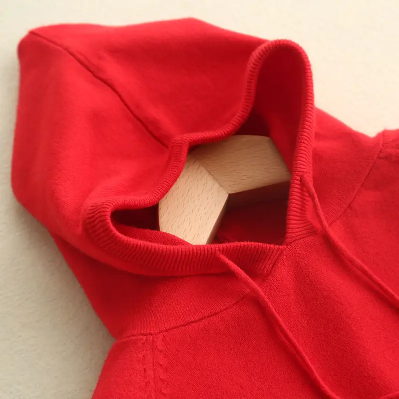 Women Pink Hooded Long Sleeve Sweater Hoodie