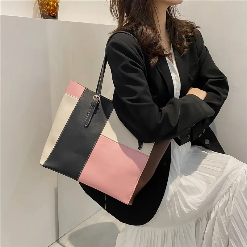 Women's PU Soft Handbag Black Pink White 2021 - Image 5