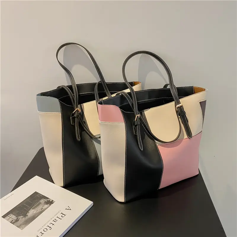 Women's PU Soft Handbag Black Pink White 2021 - Image 6
