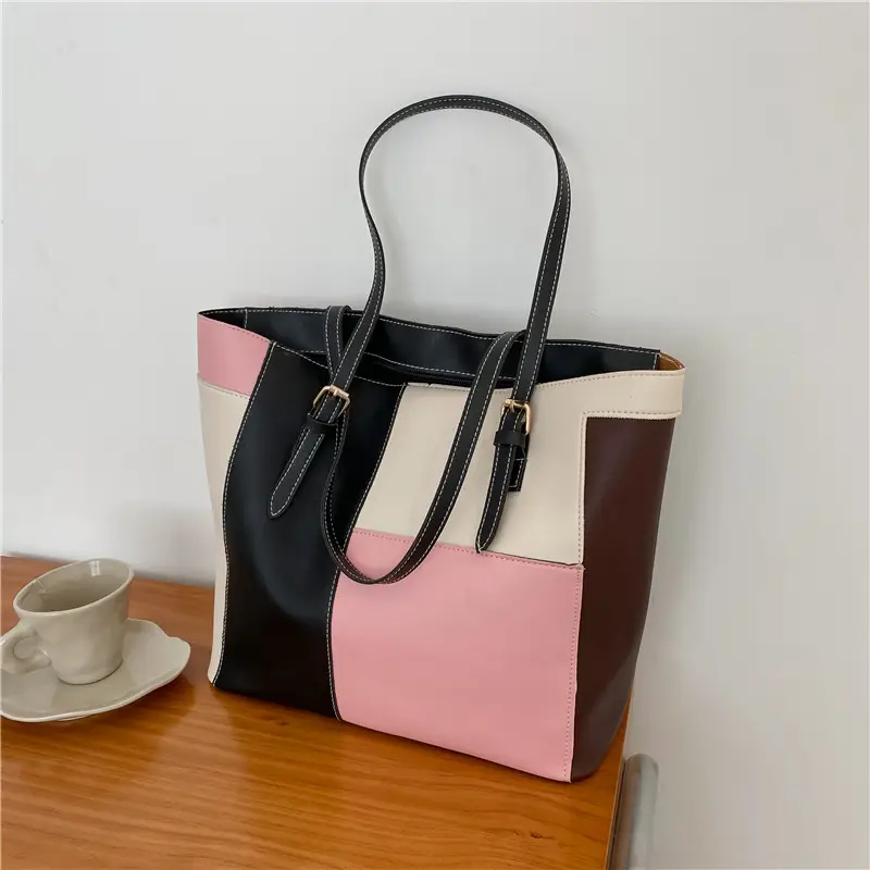 Women's PU Soft Handbag Black Pink White 2021 - Image 2