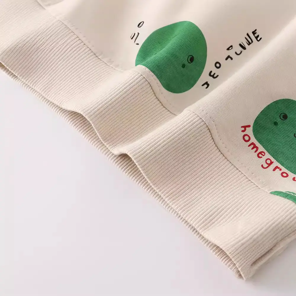 Girls Cotton Long Sleeve Sweater Top Green Apple Design - Image 4