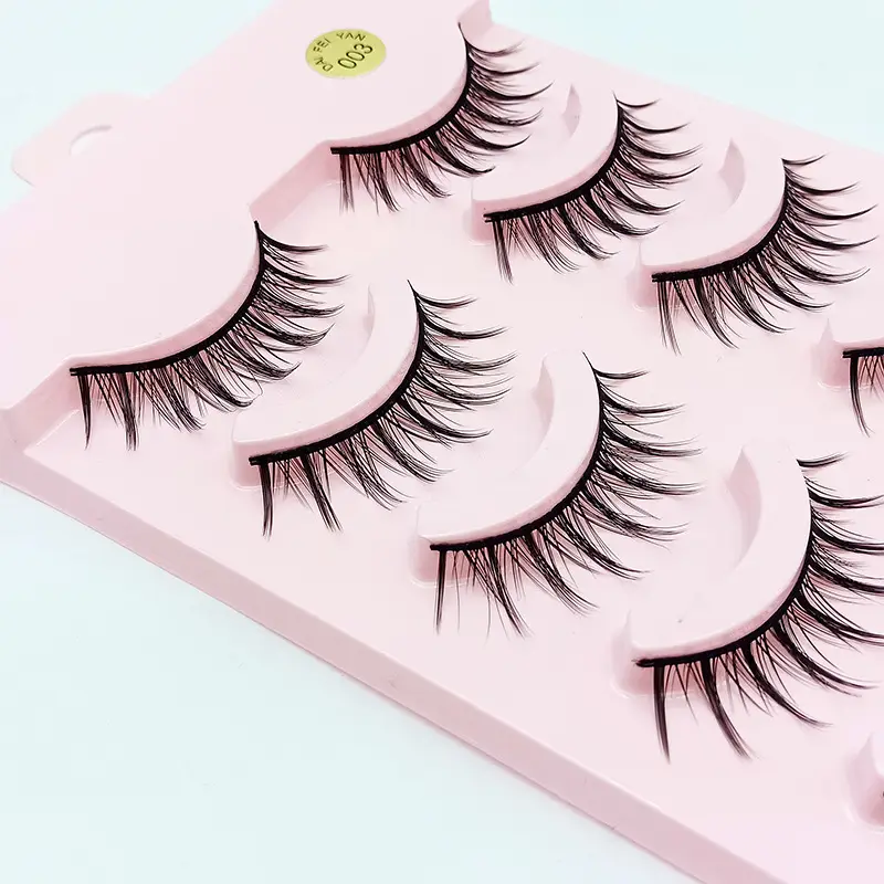 False Eyelashes for Daily Makeup, 5 Pairs, Natural Curl, Pink Design - Image 4