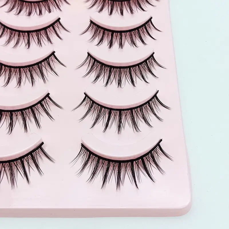 False Eyelashes for Daily Makeup, 5 Pairs, Natural Curl, Pink Design - Image 5