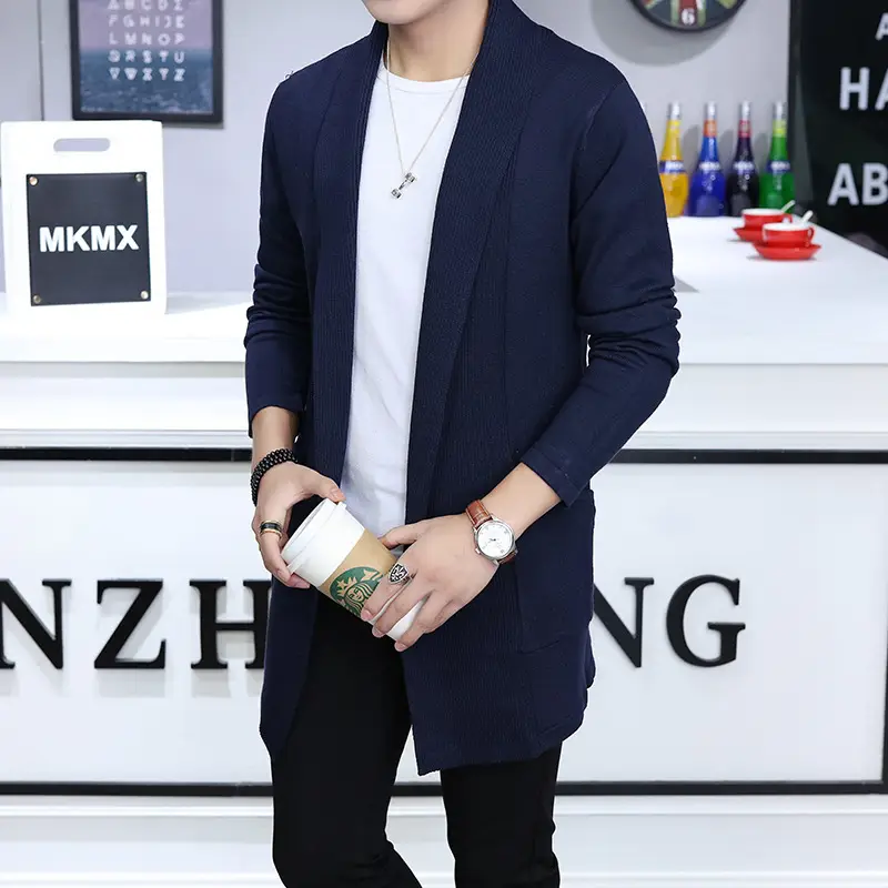 Men's Maroon Korean Style Slim Fit Windbreaker Cardigan - Image 8