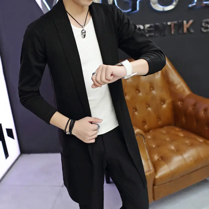 Men's Maroon Korean Style Slim Fit Windbreaker Cardigan - Image 2