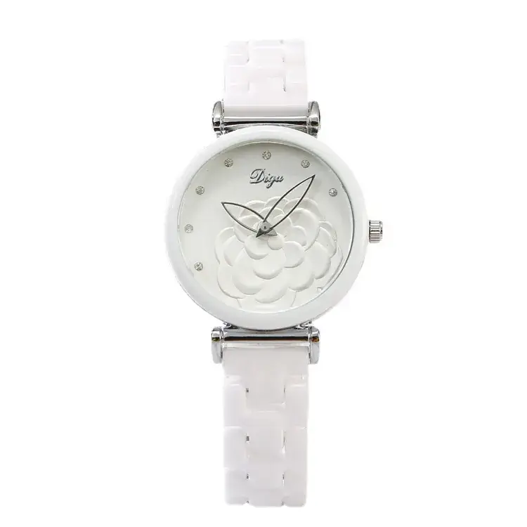 Women's Camellia Rose Gold Watch White Strap - Image 9