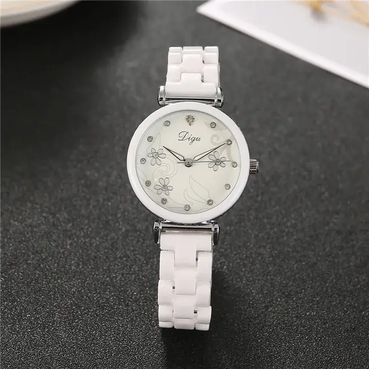 Women's Camellia Rose Gold Watch White Strap - Image 3