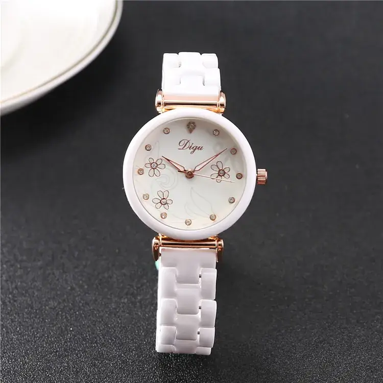 Women's Camellia Rose Gold Watch White Strap - Image 4