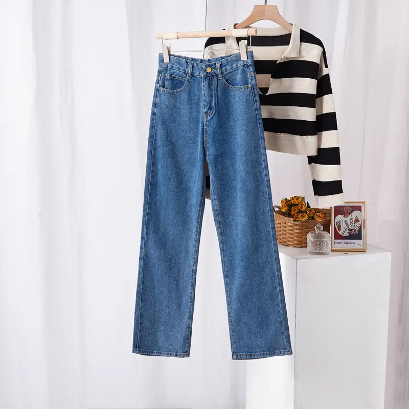 Women Wide Leg Jeans High Waist Slimming 2021 - Image 4