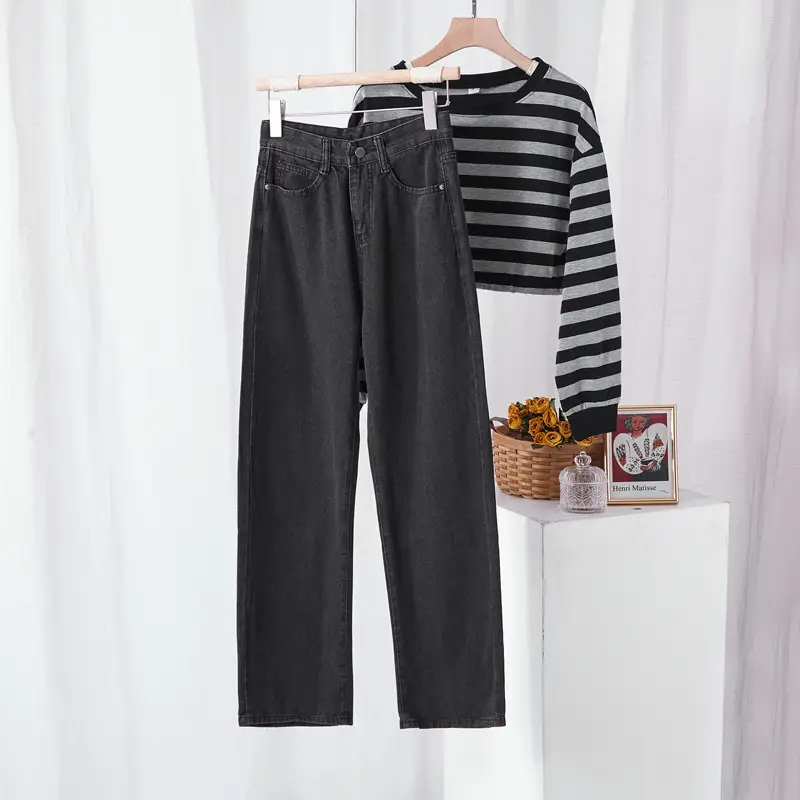 Women Wide Leg Jeans High Waist Slimming 2021 - Image 5