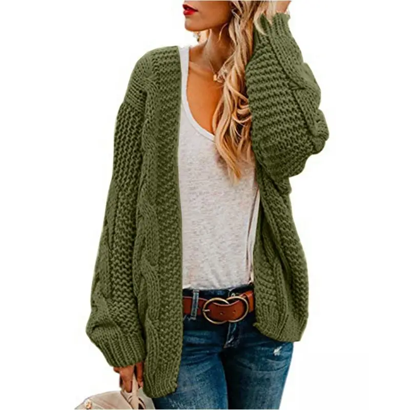 Women's Thick-Knit Twist Knit Cardigan Sweater - Image 9