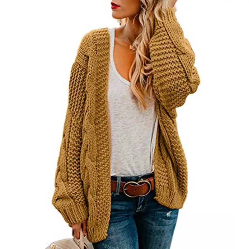 Women's Thick-Knit Twist Knit Cardigan Sweater - Image 10