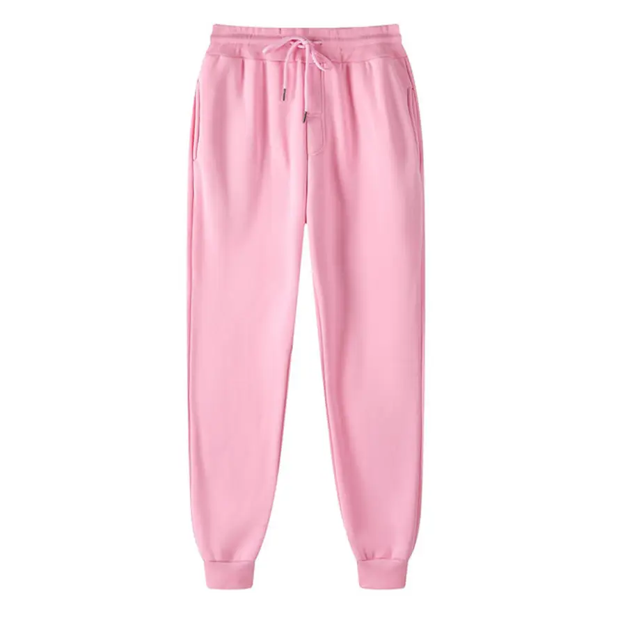 Men's Beige Cotton Sweatpants Slim Fit Casual Sports Wear