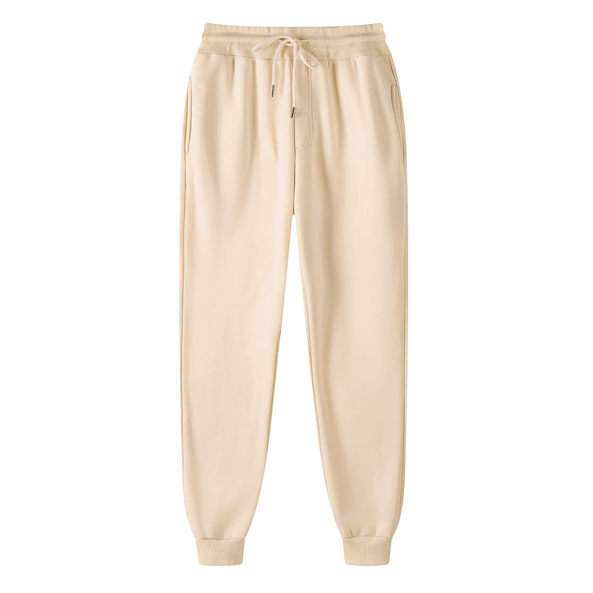 Men's Beige Cotton Sweatpants Slim Fit Casual Sports Wear — feature 4
