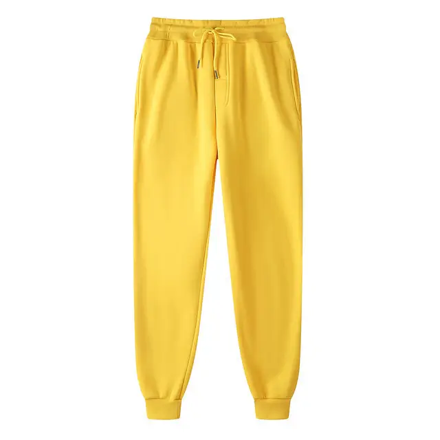 Men's Beige Cotton Sweatpants Slim Fit Casual Sports Wear