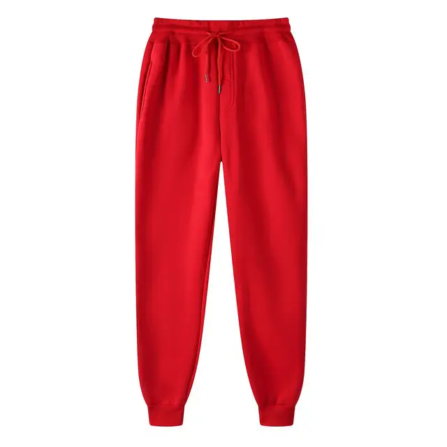 Men's Beige Cotton Sweatpants Slim Fit Casual Sports Wear