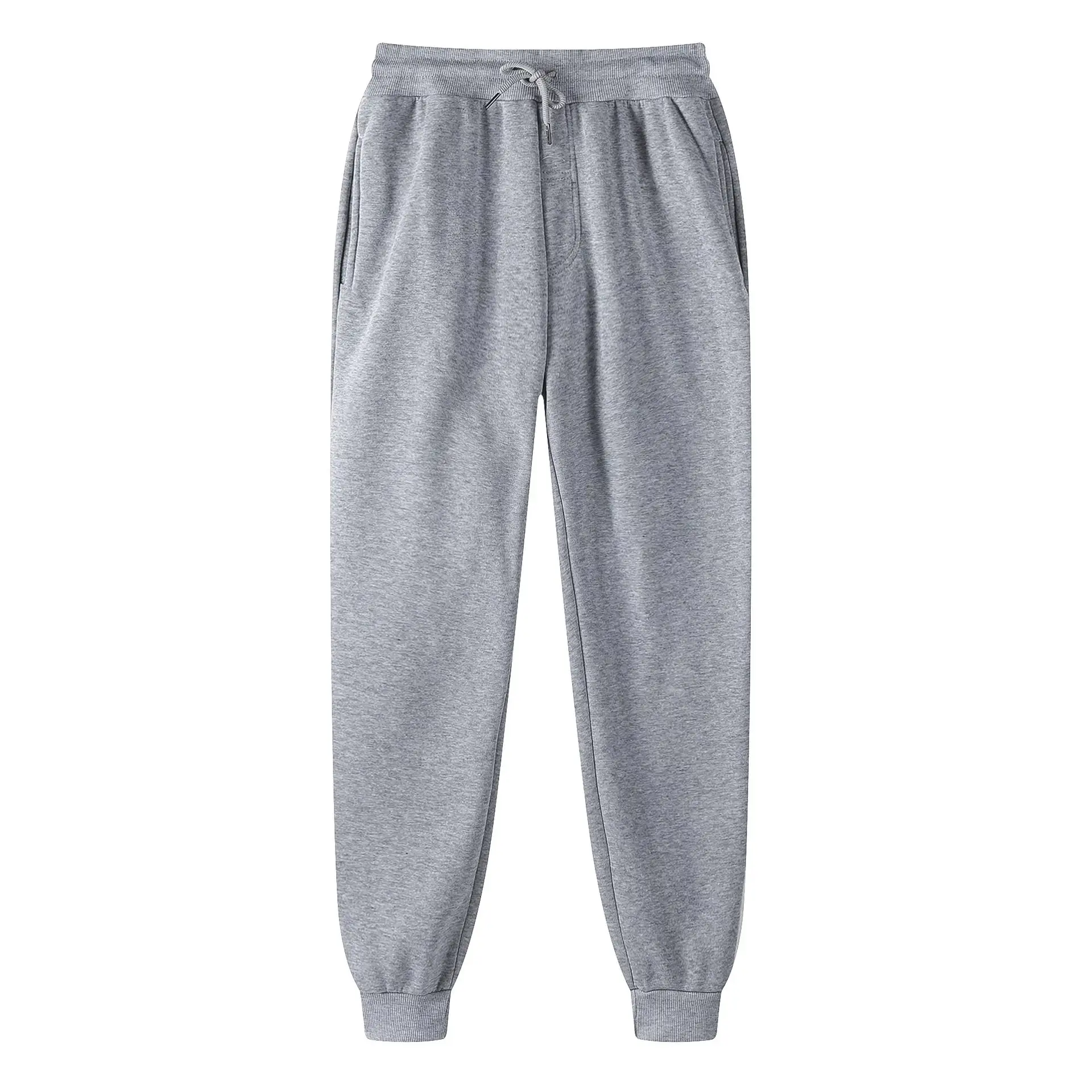 Men's Beige Cotton Sweatpants Slim Fit Casual Sports Wear