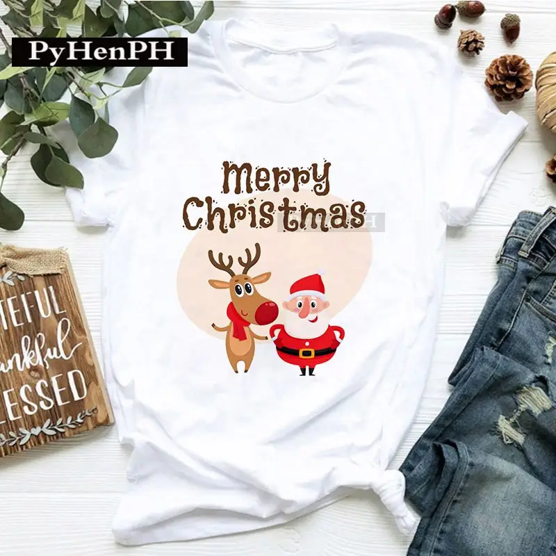 Merry Christmas T-shirt for Kids Family Photo Print White - Image 19