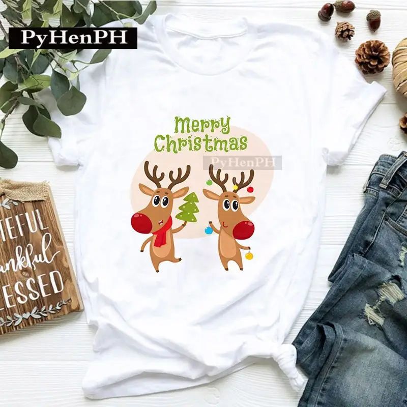 Merry Christmas T-shirt for Kids Family Photo Print White - Image 20