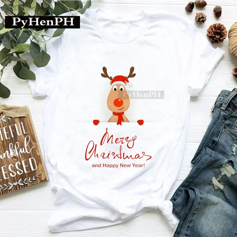 Merry Christmas T-shirt for Kids Family Photo Print White - Image 21