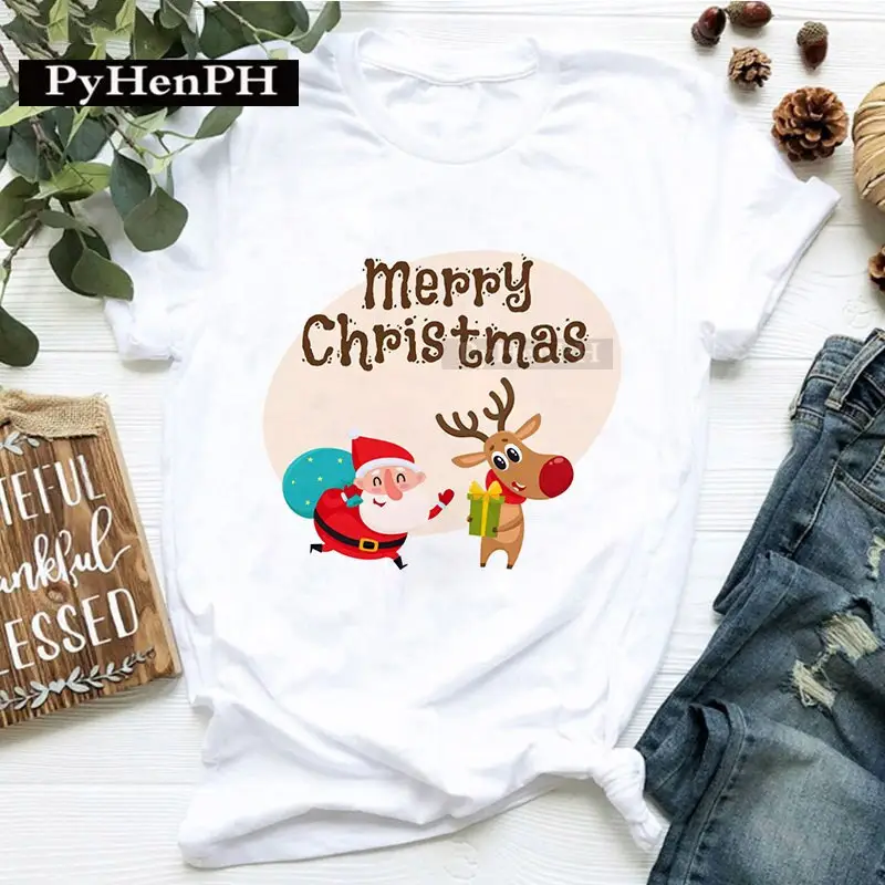 Merry Christmas T-shirt for Kids Family Photo Print White - Image 22