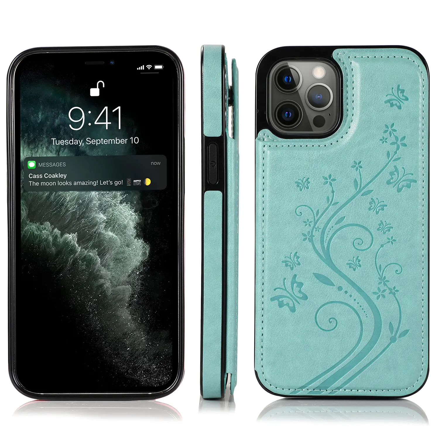 iPhone 13 Leather Butterfly Case Pink 13 Pro