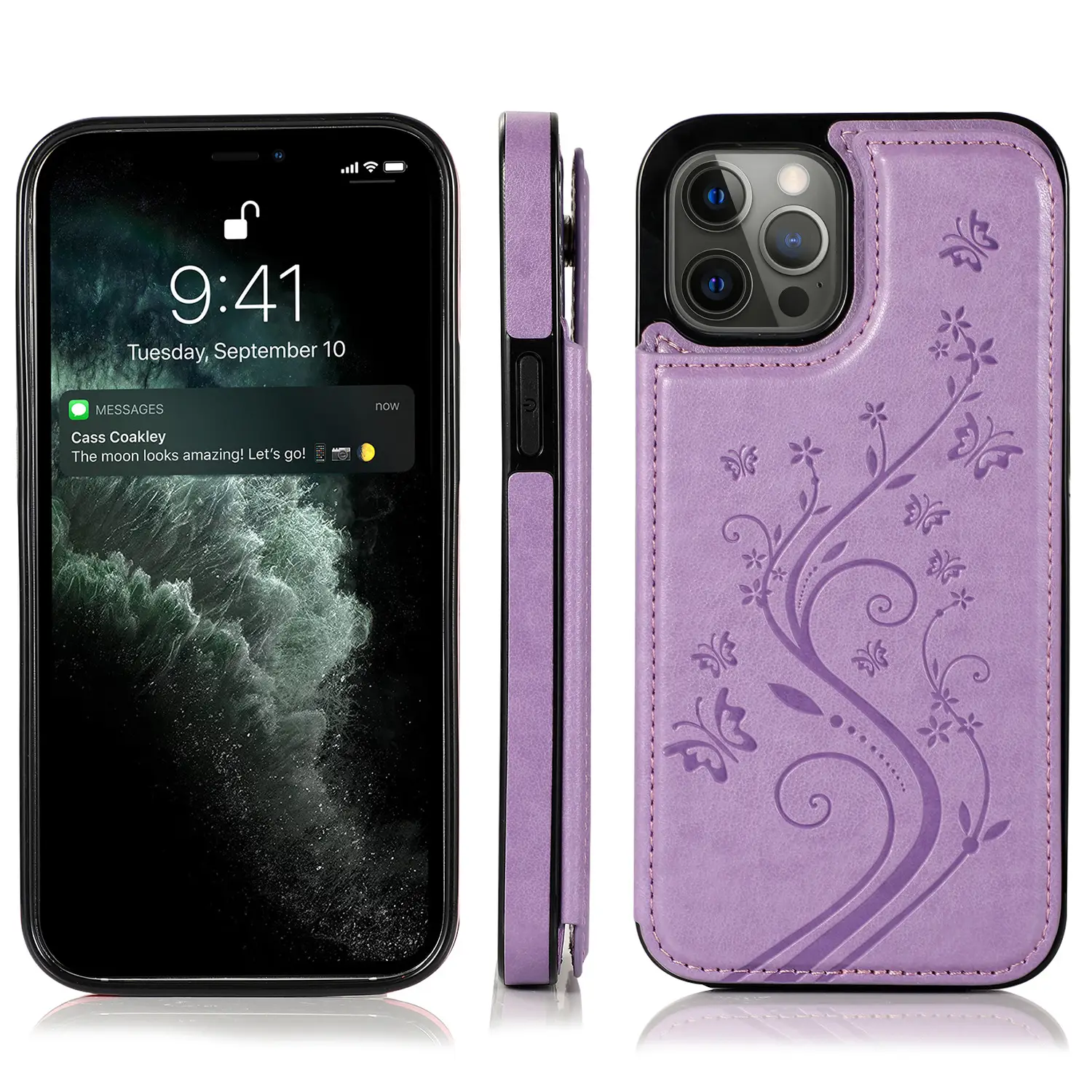 iPhone 13 Leather Butterfly Case Pink 13 Pro