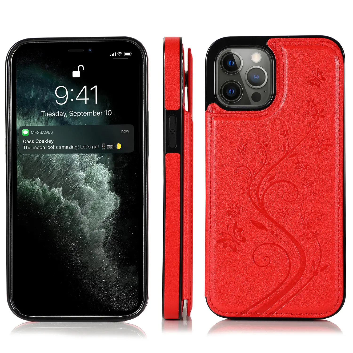 iPhone 13 Leather Butterfly Case Pink 13 Pro