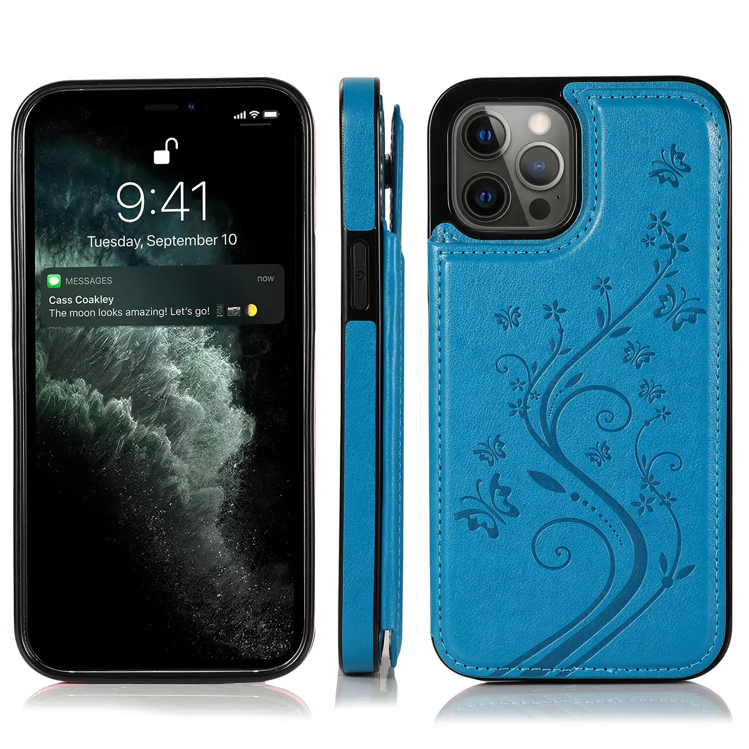 iPhone 13 Leather Butterfly Case Pink 13 Pro