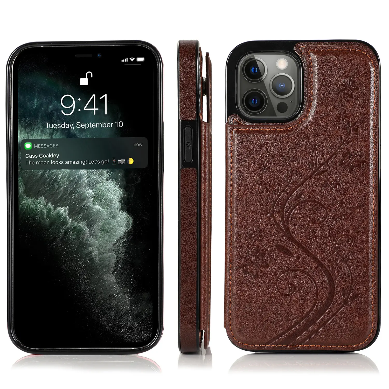 iPhone 13 Leather Butterfly Case Pink 13 Pro
