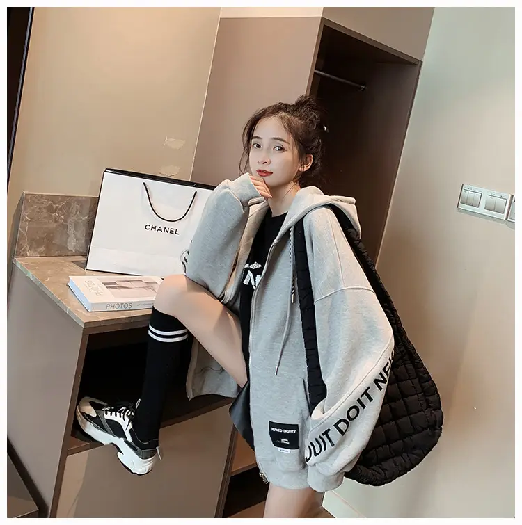 Women's Korean Style Loose Fit Cardigan Sweatshirt Set — feature 11