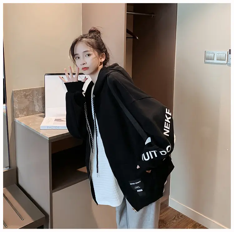 Women's Korean Style Loose Fit Cardigan Sweatshirt Set — feature 19