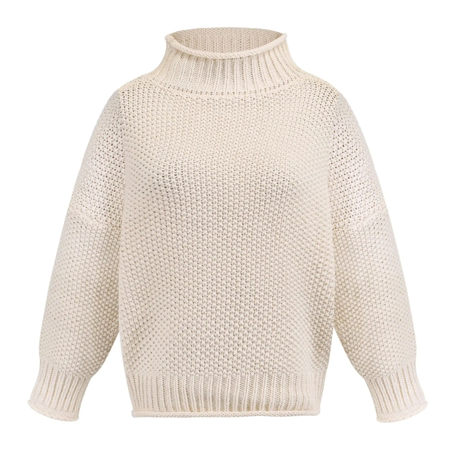 Women Knitted Turtleneck Sweater Olive Green 2025