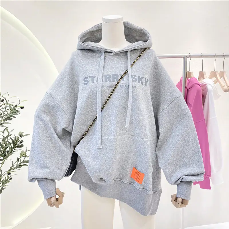 Women Pink Hoodie Sweatshirt Loose Fit Plus Size 2026 - Image 2