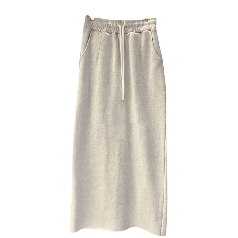 Korean Dongdaemun 2026 Solid Color Slit Skirt - Image 8