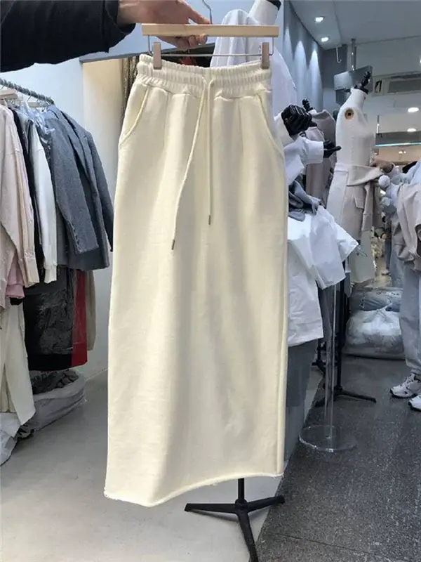 Korean Dongdaemun 2026 Solid Color Slit Skirt — feature 15