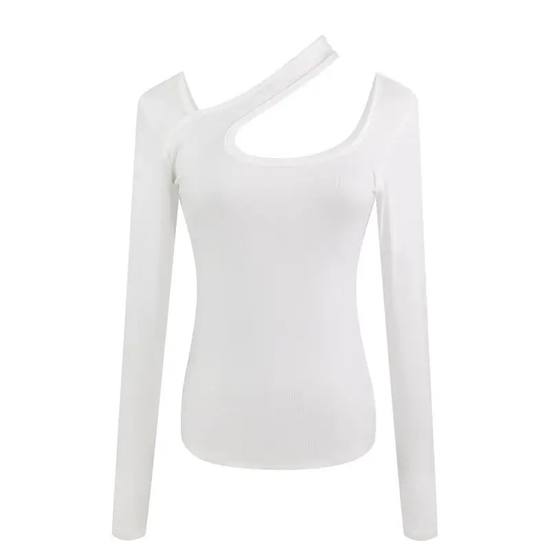 2025 Grey Halter Neck Long Sleeve T-Shirt for Women - Image 17