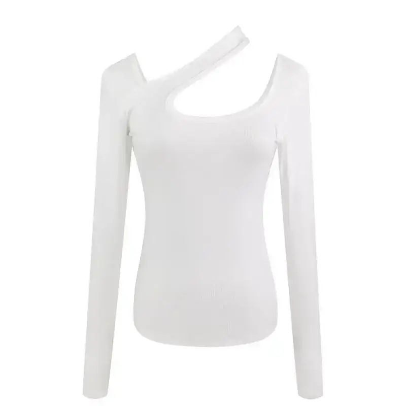 2025 Grey Halter Neck Long Sleeve T-Shirt for Women - Image 12