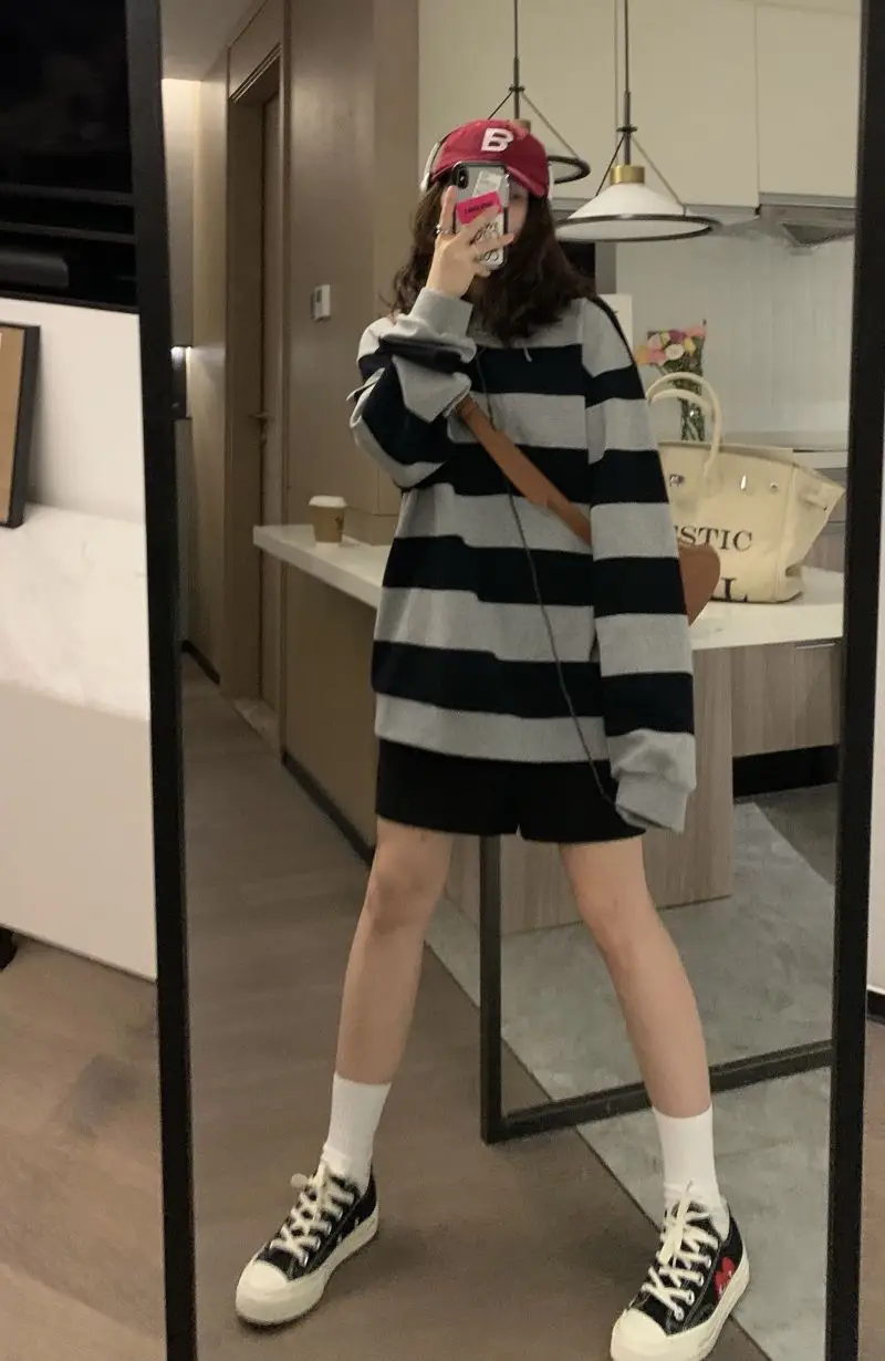 Women 2025 Striped Cotton Long Sleeve Top - Image 4