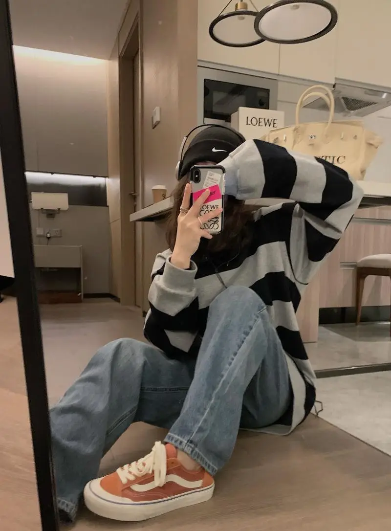 Women 2025 Striped Cotton Long Sleeve Top — feature 11