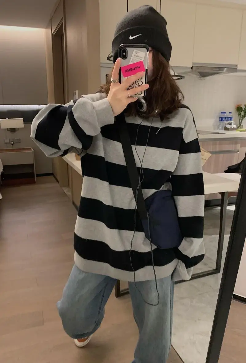 Women 2025 Striped Cotton Long Sleeve Top — feature 12