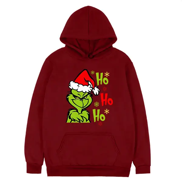 Christmas Green Monster Hoodie with "Ho Ho Ho" Print