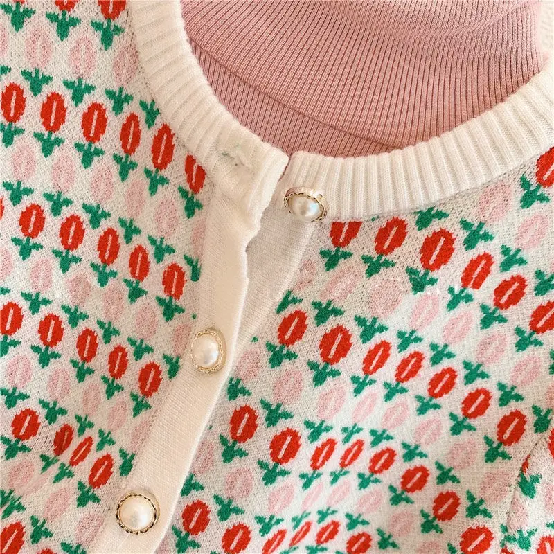 Girls Floral Knitted Cardigan Sweater Jacket Spring New - Image 2