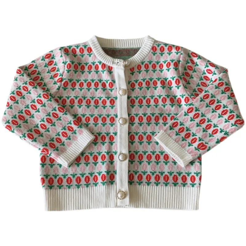 Girls Floral Knitted Cardigan Sweater Jacket Spring New - Image 5