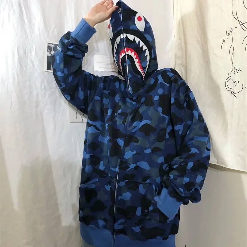 Women Shark Camouflage Hooded Sweatshirt Autumn Winter - Image 3