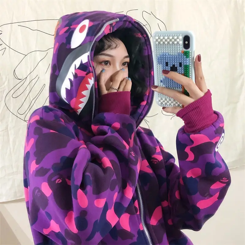 Women Shark Camouflage Hooded Sweatshirt Autumn Winter - Image 4