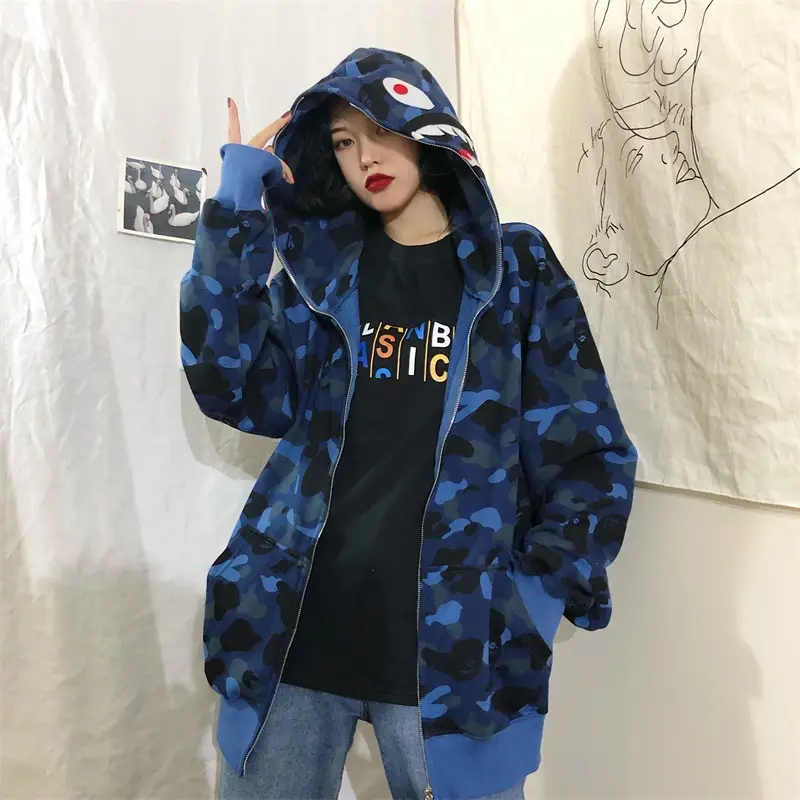 Women Shark Camouflage Hooded Sweatshirt Autumn Winter — feature 10