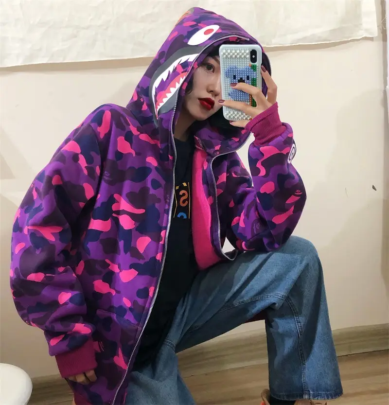 Women Shark Camouflage Hooded Sweatshirt Autumn Winter — feature 12